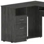 HMS 41" Gray L-Shaped Computer Desk with Two Drawers Modern Design Solid Wood Metal Assembled for Bedroom or Living Room Use