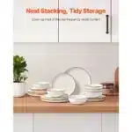 Dinnerware Set,Service for 6 (18 PCS),Round Plates and Bowls Sets,Scratch Resistant Ceramic Dinner Ware,Dishwasher and