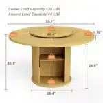 Modern Round Dining Table with Lazy Susan and Storage, 55-Inch MDF & Particle Board – base detail