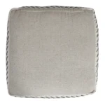 Goldoma 18-inch white cotton striped storage ottoman pouf in a living room setting