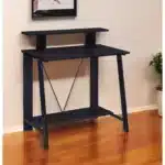 HMS 32" Minimalist Black Writing Desk Adjustable Computer Table Wooden Material Foldable Drawer Features for Home Office Use