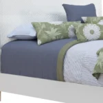 White carved solid wood California king bed frame with geometric design from Goldoma