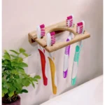 HMS Traditional Solid Teak Toilet Brush Holder and Toothbrush Holder Wall Mount Design
