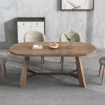 Goldoma 70.86 inch oval wood dining table in rustic finish perfect for family gatherings