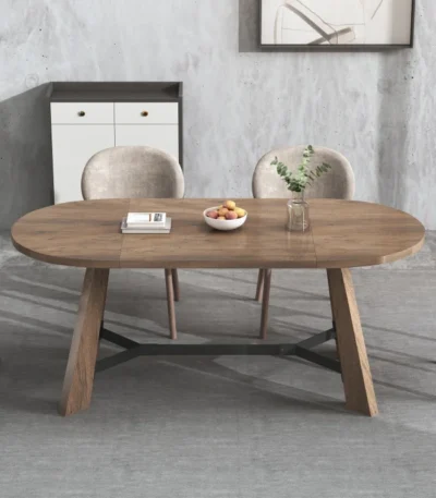 Goldoma 70.86 inch oval wood dining table in rustic finish perfect for family gatherings
