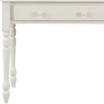 HMS 34" Off-White Solid Wood Writing Desk with Drawer for Home Office Bedroom Hotel Living Room Cooling Glass Computer Table