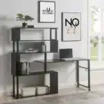 FCJ Home Office L-Shaped Corner Computer Desk Portable and Adjustable Laptop Table for Bedroom or Hotel with Cooling Feature