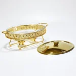 Stainless Steel Glass Serving Dish hot pot small chafing dish Food Warmer Buffet Luxury Golden Oval Hotel Wedding Chafing Dish - Image 23