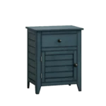 Transitional 25" Nightstand with Drawer and Cabinet - Antique Blue Veneer – styled in a modern Nightstands setting