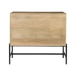 HMS 36" Modern Antique Traditional Sideboard Natural Solid Mango Wood Two Metal Glass Doors for Home Furniture for Living Room - Image 3