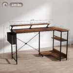 Reversible L-shaped Computer Desk With USB Type-C Socket LED Lights – close-up detail