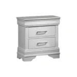 Modern white nightstand with two spacious drawers and sleek design for bedroom storage