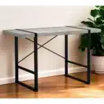 HMS 24" Gray and Black Solid Wood Computer Desk Assembled Computer Table