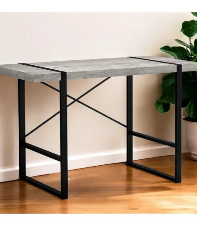 HMS 24" Gray and Black Solid Wood Computer Desk Assembled Computer Table