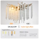 Ship From USA,24-inch Modern Golden Pendant Light with Cascading Crystal Strands,Ideal,Decorative Lighting (Bulb Not