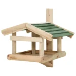 W2B VidaXL Small Green and Natural Wood Solid Fir Bird Feeder Garden Supplies – side view
