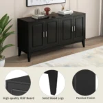 Modern 4-Door Sideboard Storage Cabinet with Adjustable Shelves Gantry Living Room Dining Room Two Large Cabinets Black FCJ - Image 2
