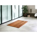 HMS 20" Premium Anti-Slip Teak Shower Bath Mat Modern TPR Design for Home Bathrooms and Hotels – styled in a modern Living