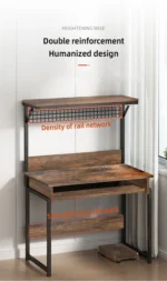 YQ FOREVER Wooden Metal Frame Desktop Computer Desk Study Console Table  Keyboard PC Home Office Desks - Image 3