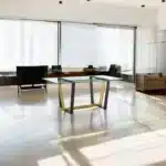 Goldoma 72" Glass Dining Table Set with Gold Sled Base – side view