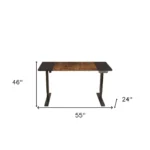 Adjustable HMS 55 Brown and Black Computer Desk Stylish and Comfortable Workspace – top view
