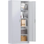 Steel Lockable File Cabinet with 2 Doors 4 Adjustable Gray FCJ Garage Storage Metal Lock OfficeHome Use Assembly Required