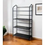 HMS 49" Black Metal Four Tier Bookcase Elegant & Durable Bookshelf for Home Office Use