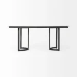 Goldoma 71-Inch Solid Wood Dining Table, White and Black, European Design – top view