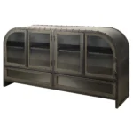 HMS 62 Two-Drawer Sideboard Cabinet Dark Brown Iron with Four Glass Doors Modern & Traditional Design for Dining Home Furniture - Image 2