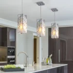 Ship in USA,4" Modern Crystal Pendant Light - 3 Pack, Adjustable Hanging Ceiling Lamp with Crystal Prism Design for Dining