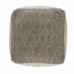 Goldoma 20-inch beige cotton tribal pouf ottoman with tufted stitching used as foot rest in living room