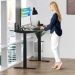 HMS 52" Bamboo Dual Motor Electric Office Desk Adjustable Computer Desk Black on Black – close-up detail