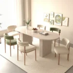 Modern extendable oval dining table for 8 people with MDF strip base - Goldoma