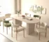 Modern extendable oval dining table for 8 people with MDF strip base in a bright dining room