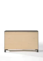 Modern gray dresser with mirror - solid wood and metal storage for bedroom