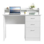 110*50*95cm Particleboard Paste Triamine Desktop Storage Layer Three Drawers Computer Desk White Wood Grain – side view