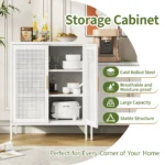 Home Office Metal Storage Cabinet with 2 Doors and 2 Adjustable Shelves Steel File Cabinet for Garage Shelves NO LOCK
