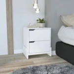 Modern nightstand with 2 drawers in glossy white compact bedside table from Goldoma