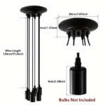 Vintage Industrial Multi-Arms Spider Pendant Lamp Black Metal Creative Ceiling Chandelier with Wire Hanging Light for