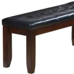 Modern entryway bench with black faux leather seat and espresso wood legs - Goldoma 48-inch upholstered bench