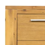 Wood nightstand with two drawers in natural brown finish for bedroom storage - Goldoma