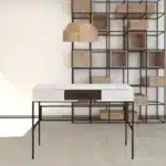 HMS Luxury Modern 42" Melamine Wood Computer Table White and Black Writing Desk for Office or Bedroom Use – close-up detail
