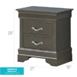 Goldoma Metallic Black Nightstand with Drawers - Modern Bedroom Storage – base detail