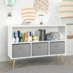 Modern FCJ Children's Bookshelf Foldable Fabric Drawers Wood Plastic Metal Cabinet for Bedroom School Dining Storage