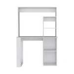 HMS 39" Portable White Wood Computer Desk with Hutch & Drawer for Hotels – side view