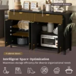 Sideboard Buffet Cabinet with 2 Drawers & 4 Doors Adjustable Shelves -Pattern Design for Dining Room Living Room - Image 6