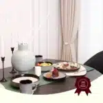 In September a Set of 20 Pieces of Nordic Style Round Stone Tool Tableware with Reactive Glaze Is on Sale – styled in a