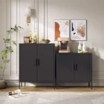 Adjustable Shelves Steel Metal File Cabinet Black FCJ Home Office School Gym Garage Storage with Storage Doors – styled in a