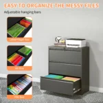 Drawer Lateral File Cabinet 35.4 Inch Wide Locking Heavy Duty Home Office Anti-Tip Safety Interlock Letter/Legal/A4 Files