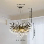 Modern black chandelier with crystal accents in a dining room setting